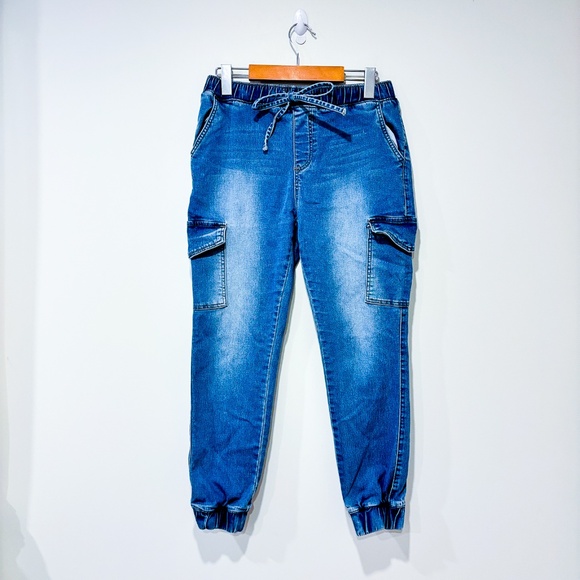 Streetwear Society Denim - STREETWEAR SOCIETY Washed blue cargo jeans